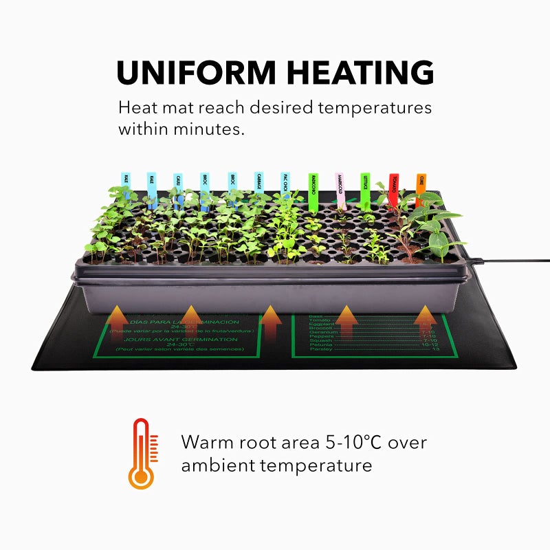 BN-LINK Seedling Heat Mat Warm Hydroponic Heating Pad Waterproof 20" x 20.75" for Seed Starting Greenhouse and Germination - Image 5